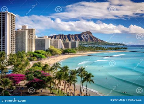 Panoramic View Of Waikiki Beach Honolulu Oahu Hawaii Waikiki Beach