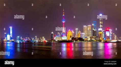 View Of Pudong Skyline And Huangpu River From The Bund Shanghai China