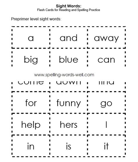 6th Grade Sight Words Printable Sight Word Lists For Pre Primer