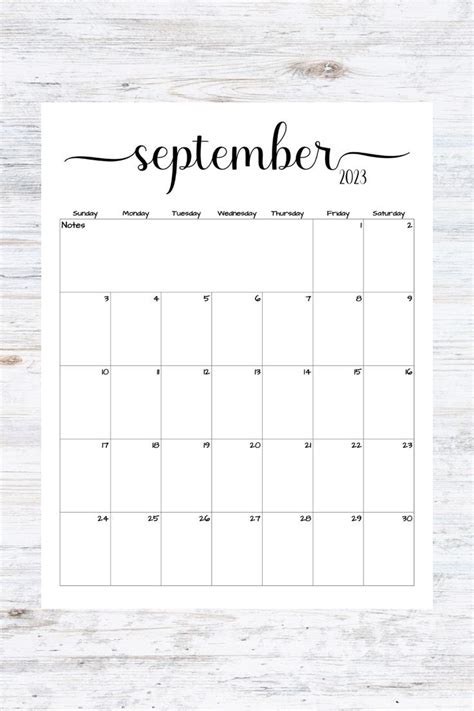 A Calendar With The Word September On It