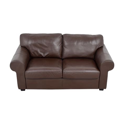 We stock a huge range of brown leather sofas to suit your every need. 73% OFF - Brown Leather Curved Arm Loveseat / Sofas