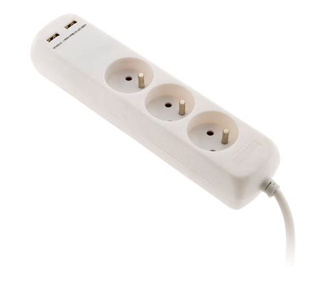 Bloc 3 Prises 16a 2p t Avec 2x Usb En 2 1a Câble H05vv Rallonge