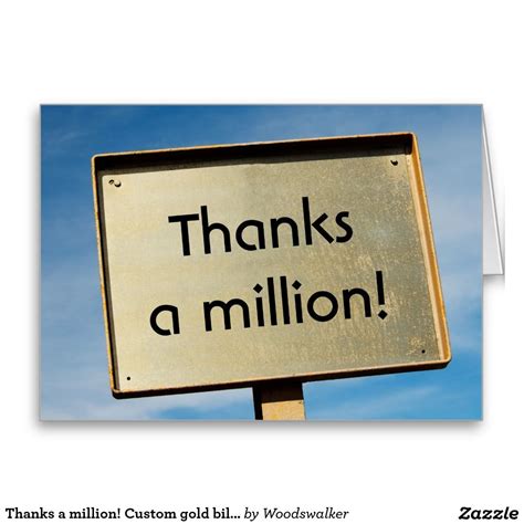 Thanks A Million Custom Gold Billboard Sign Thank You Card Zazzle