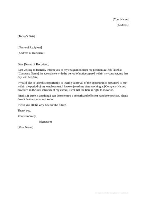 Resignation Letter Short Notice Period Collection Letter Template