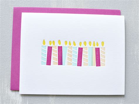 Candles Letterpress Birthday Card Etsy