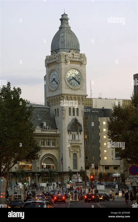 France Paris Railway Station Done De Lyons Tower Clock Traffic