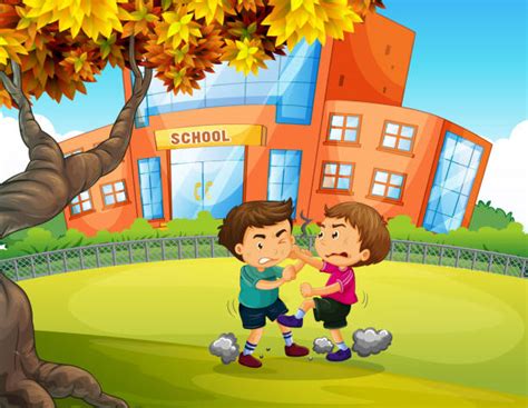 Best Background Of Boys Fighting At School Illustrations Royalty Free