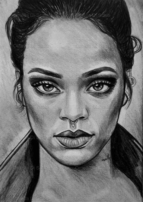 Rihanna Sketch Portrait Drawing Celebrity Drawings How To Draw Hands
