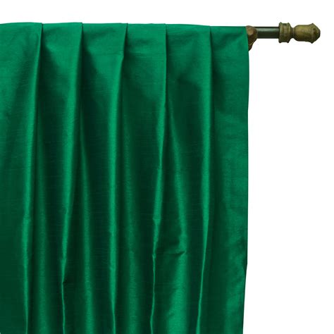 Dark Emerald Green Art Silk Curtain Panels Faux Silk Curtains Etsy