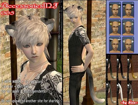 Sizz Cat Ears And Tail 2 New Mesh 12 Recolors Cat Ear Cat Tail