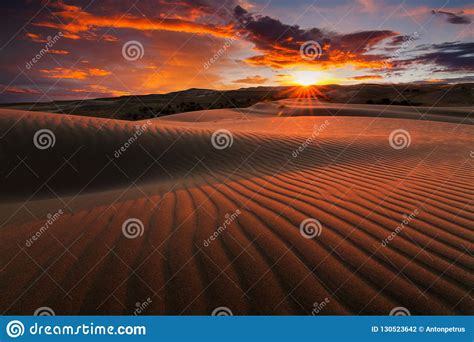 Deserts And Sand Dunes Landscape At Sunrise Stock Photo Image Of