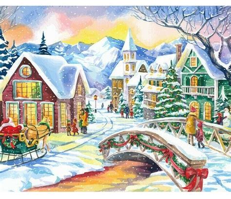 Paint By Numbers Kit Christmas Santa Snow 40cmx50cm Canvas Ebay