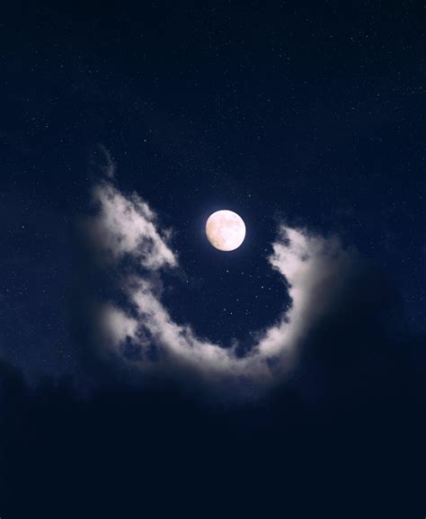 Full Moon Wallpaper 4k Clouds Night Starry Sky