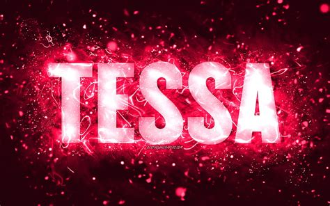 Happy Birtay Tessa Pink Neon Lights Tessa Name Creative Tessa Happy