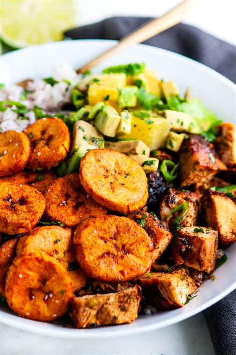 Reserve ½ tbs for later. Cuban Chicken Bowls with Fried Plantains - Aberdeen's Kitchen