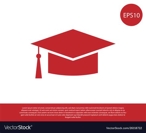 Red Graduation Cap Icon Isolated On White Vector Image