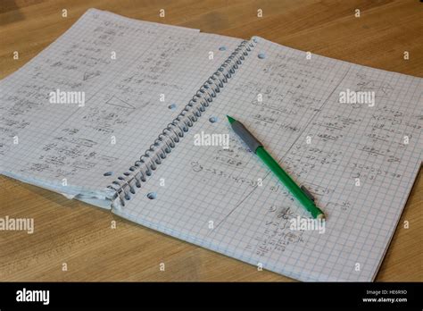 Math Notebook Open Messy Handwriting With Pencil Stock Photo Alamy