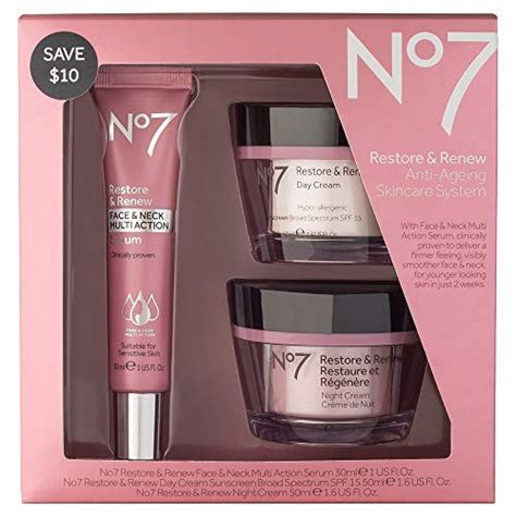 No7 Restore And Renew Face And Neck Multi Action Skincare System Pack Of 1