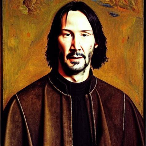 Krea Ai Portrait Of Keanu Reeves Oil Painting By Jan Van