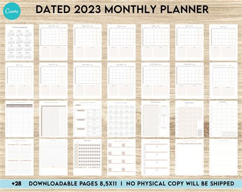 2023 Monthly Planner28 Canva Templates 85x11 Printable And Editable