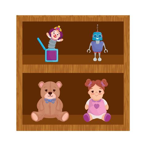 Wooden Shelving And Toys Child 1895506 Vector Art At Vecteezy