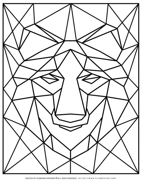 Animal Coloring Pages Geometric Wolf Planerium