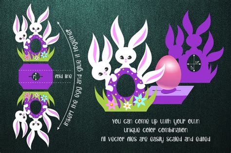 Easter Bunnies -Chocolate Egg Holder Template SVG By Olga Belova