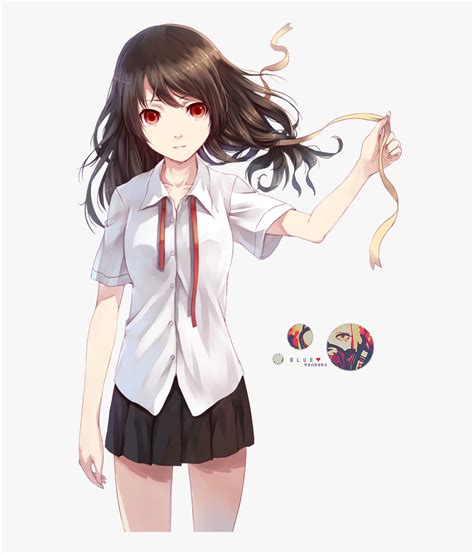 Anime Girl With Brown Hair And Red Eyes Png Download Anime Girl