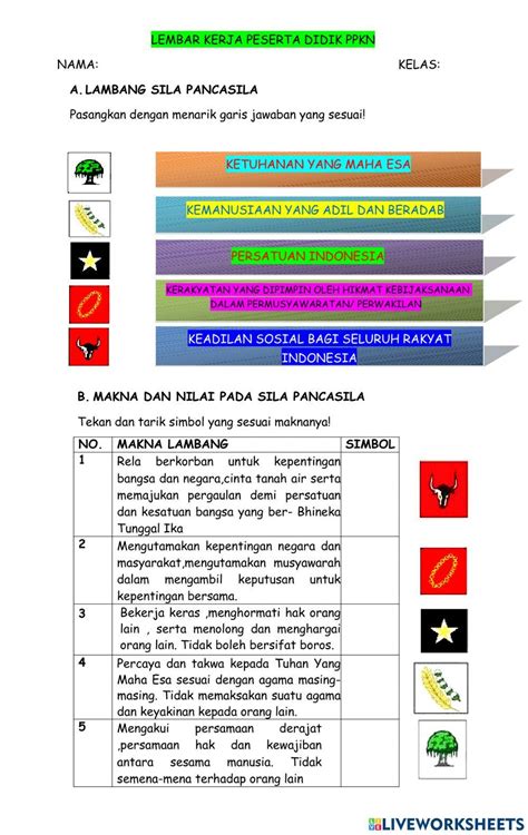 Makna Dan Nilai Pancasila Worksheet Live Worksheets