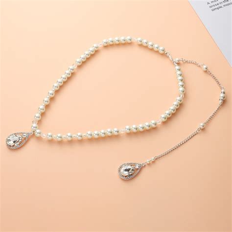 Pearl Crystal Sex Necklace Long Tassel Bare Back Chain Pendants Bride
