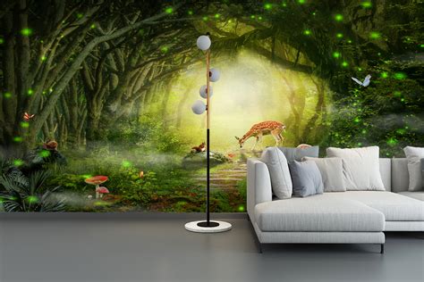 3d Fantasy Forest Self Adhesive Door Murals Wall Sticker Gilrs Room