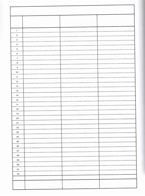Printable Blank Spreadsheet Printout
