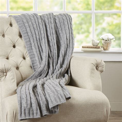 Three Posts Deluxe Cable Knit Throw Blanket And Reviews Wayfair