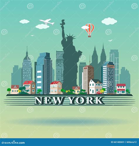 Modern New York City Skyline Design Stock Vector Illustration Of