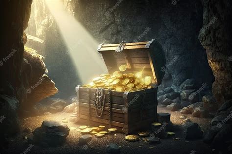 Premium Photo Pirate Treasure Chest Inside A Cave