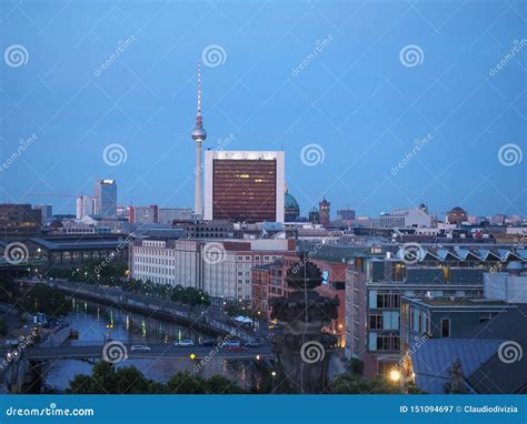 Aerial View Of Berlin At Night Stock Image Image Of City Building