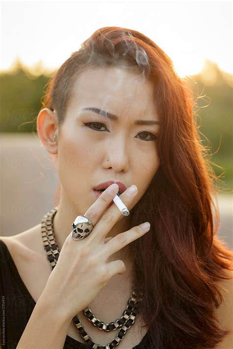 Edgy Asian Girl Smoking By Eyes On Asia