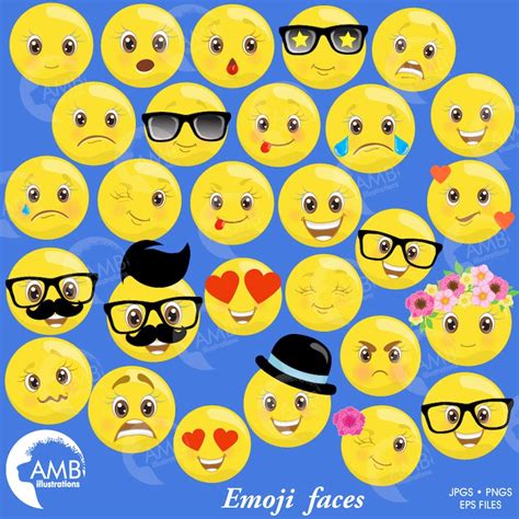 Emoji Clipart Smiley Face Feelings Clipart Emoji Clipart Etsy