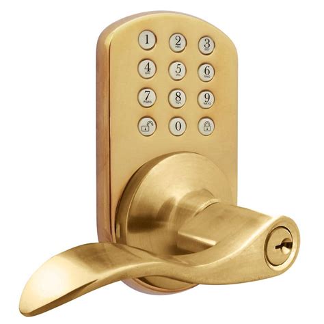 Milocks Polished Brass Keyless Entry Lever Handleset Door Lock With