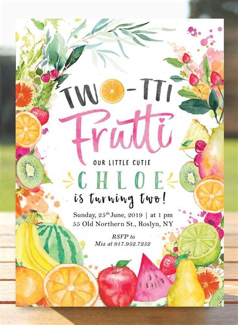 A Watercolor Fruit Themed Birthday Party Card