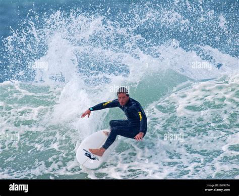 Surfer At Winkipop Beach Riding Wave Victoria Australia Stock Photo Alamy