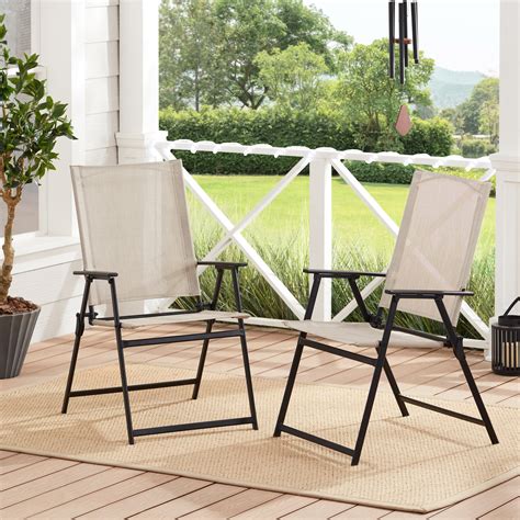 Mainstays Greyson Square Set Of 2 Outdoor Patio Steel Sling Folding