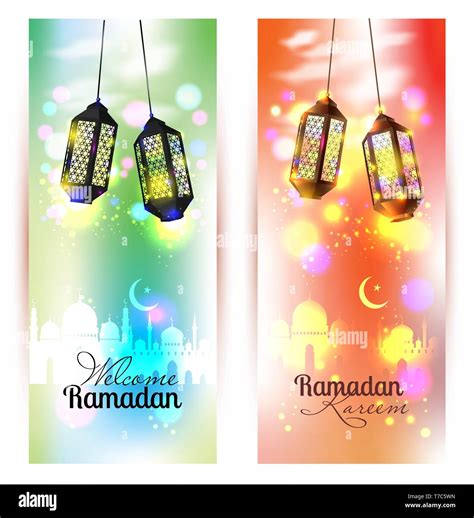 Ramadan Kareem Islamic Background Lamps For Ramadan Stock Vector