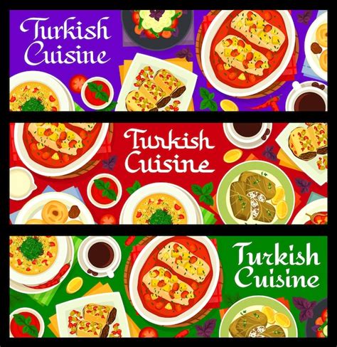 Premium Vector Turkish Cuisine Menu Meals Banners Vector Set