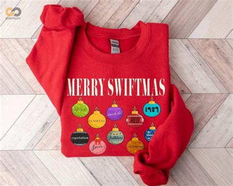 Merry Swiftmas Sweatshirt Cute Famous Christmas Ball Shirt The Eras