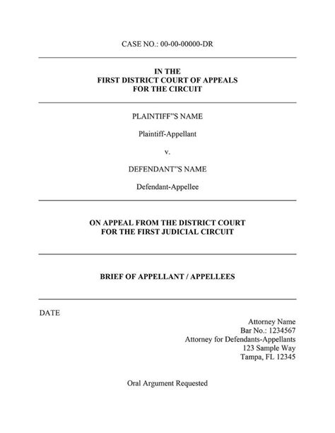 Appellate Brief Template Microsoft Word Free Printable Templates
