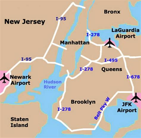 図ニューヨーク空港所在地 地図nyc空港所ニューヨーク アメリカ）