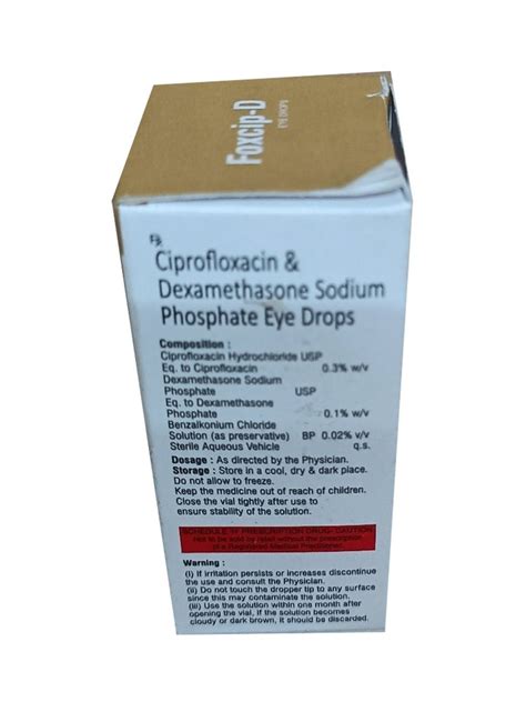 Foxcip D Ciprofloxacin And Dexamethasone Sodium Phosphate Eye Drops At Rs Box In Bareilly