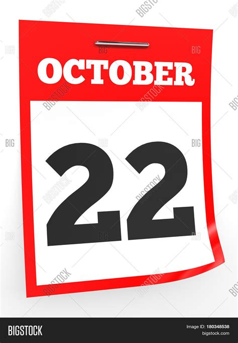 October 22 Calendar On White Image And Photo Bigstock
