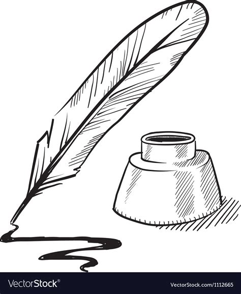 Doodle Pen Feather Ink Royalty Free Vector Image
